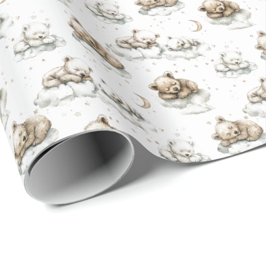 Sweet baby bears fast asleep on fluffy clouds cadeaupapier (Rol Hoek)