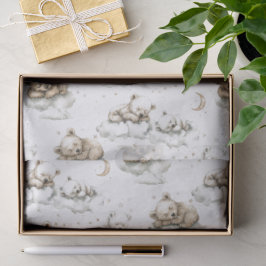 Sweet baby bears fast asleep on fluffy clouds tissuepapier