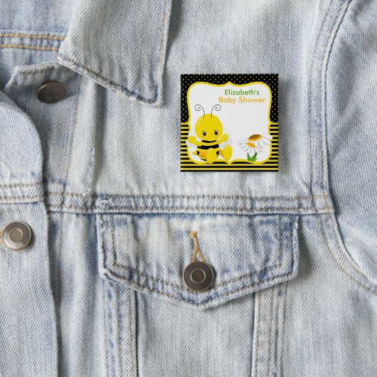 Sweet Baby Bee Baby shower Button (In situ)