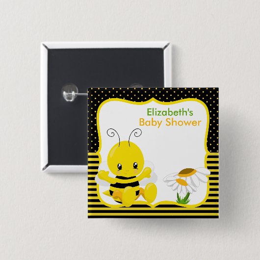 Sweet Baby Bee Baby shower Button (Voorkant /achterkant)
