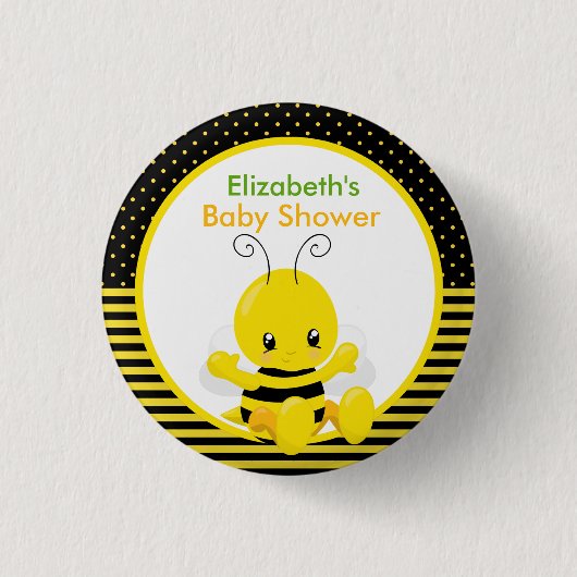 Sweet Baby Bee Baby shower Button (Voorkant)