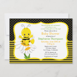 Sweet Baby Bee Baby shower Invitation Kaart