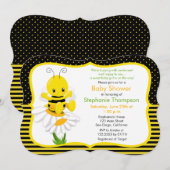 Sweet Baby Bee Baby shower Invitation Kaart (Voorkant / Achterkant)