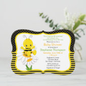 Sweet Baby Bee Baby shower Invitation Kaart (Staand voorkant)