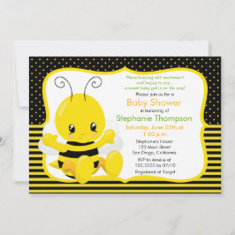 Sweet Baby Bee Baby shower Invitation Kaart