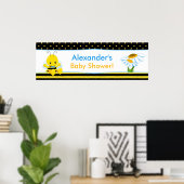 Sweet Baby Bee Boy Baby shower Banner Poster (Thuiskantoor)