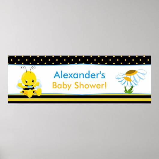 Sweet Baby Bee Boy Baby shower Banner Poster (Voorkant)
