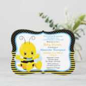 Sweet Baby Bee Boy Baby shower Uitnodiging (Staand voorkant)