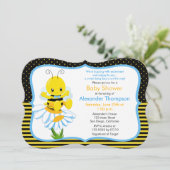 Sweet Baby Bee Boy Baby shower Uitnodiging (Staand voorkant)