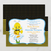 Sweet Baby Bee Boy Baby shower Uitnodiging (Voorkant / Achterkant)
