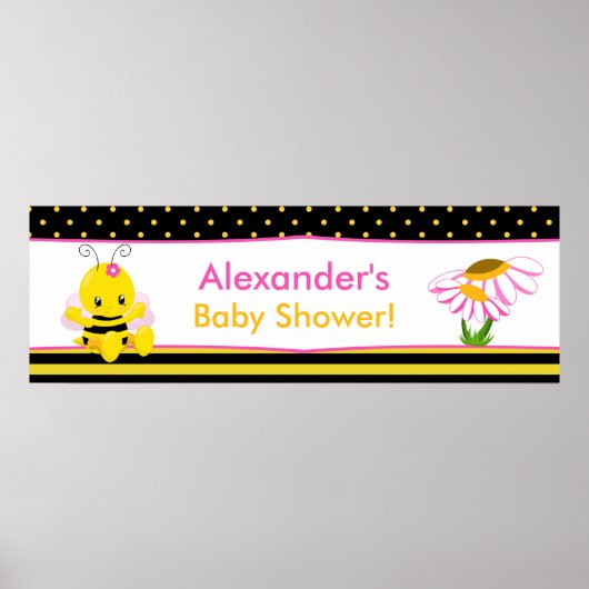 Sweet Baby bee Girl Baby shower Banner Poster (Voorkant)