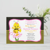 Sweet Baby Bee Meisje Baby shower Uitnodiging (Staand voorkant)