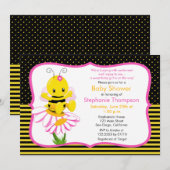 Sweet Baby Bee Meisje Baby shower Uitnodiging (Voorkant / Achterkant)