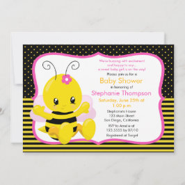 Sweet Baby Bee Meisje Baby shower Uitnodiging