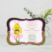 Sweet Baby Bee Meisje Baby shower Uitnodiging (Staand voorkant)