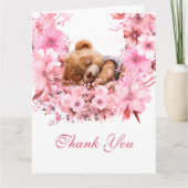 Sweet Baby Beer Pink Floral Bedankkaart (Voorkant)