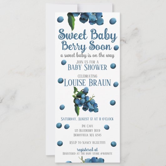 Sweet Baby Berry Soon Baby shower Invitation Aankondiging (Voorkant)