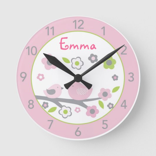 Sweet Baby Bird Specialized Nursery Wall Clock Ronde Klok (Voorkant)