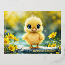 Sweet baby bird spring weide gele bloemen folie feestdagen briefkaart