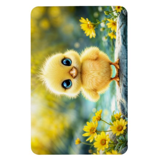 Sweet baby bird spring weide gele bloemen magneet (Verticaal)
