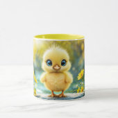 Sweet baby bird spring weide gele bloemen mok (Midden)
