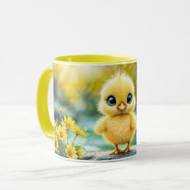 Sweet baby bird spring weide gele bloemen mok