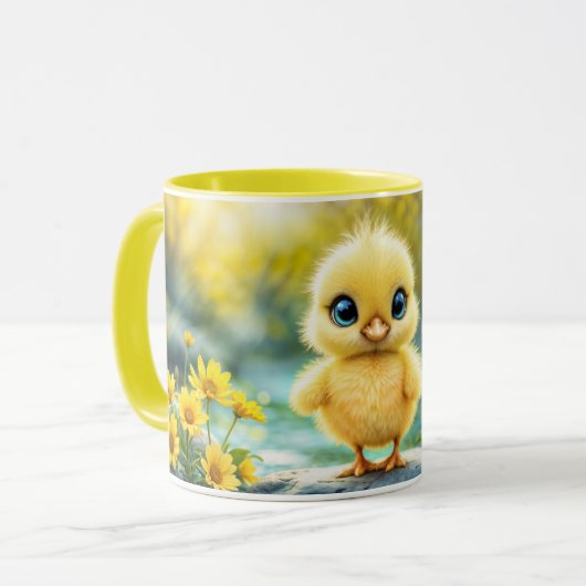 Sweet baby bird spring weide gele bloemen mok (Voorkant links)