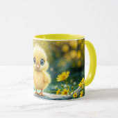 Sweet baby bird spring weide gele bloemen mok (Voorkant rechts)