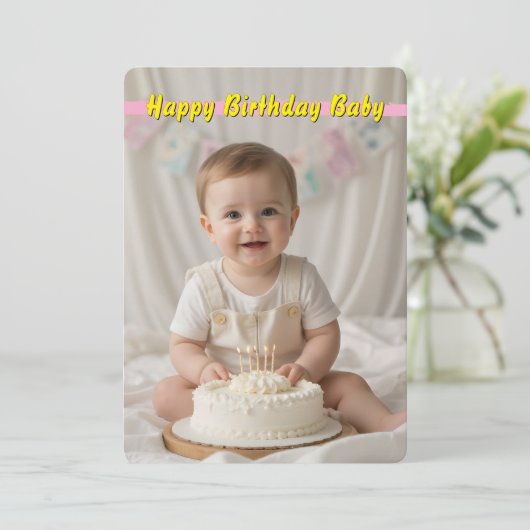 Sweet Baby Birthday Card – Instant Download Kaart (Staand voorkant)