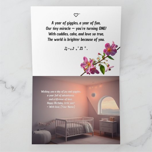 Sweet Baby Birthday Kaart – Instant Download (Binnen)