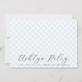 Sweet Baby Blauw Gingham Patroon Geboorte Aankondi Aankondiging (Voorkant)