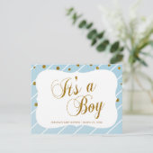 Sweet Baby Blauwe en Gouden Confetti - RSVP 2 Briefkaart (Staand voorkant)