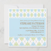 Sweet Baby Blue Argyle Het is een Baby shower van Kaart (Achterkant)