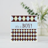 Sweet Baby Blue Argyle Het is een Baby shower van  Kaart (Staand voorkant)