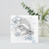 Sweet Baby Blue Bassinet Baby shower Kaart (Staand voorkant)