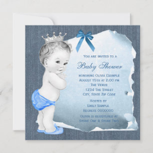 Sweet Baby Blue Denim Baby shower Kaart
