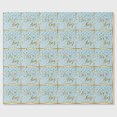 Sweet Baby Blue en Gold Confetti Cadeaupapier (Vlak)
