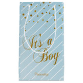 Sweet Baby Blue en Gold Confetti Klein Cadeauzakje (Voorkant)