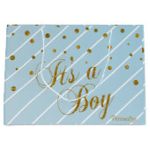 Sweet Baby Blue en Gold Confetti Large Cadeautasje (Voorkant)