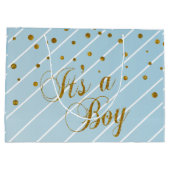 Sweet Baby Blue en Gold Confetti Large Cadeautasje (Achterkant)