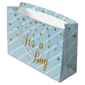 Sweet Baby Blue en Gold Confetti Large Cadeautasje (Achterkant Gekanteld)