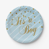 Sweet Baby Blue en Gold Confetti Papieren Bordje (Voorkant)