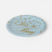 Sweet Baby Blue en Gold Confetti Papieren Bordje (Gekanteld)
