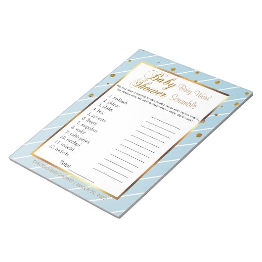 Sweet Baby Blue en Gold Confetti - Scramble Notitieblok (Schuin)