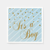 Sweet Baby Blue en Gold Confetti Servetten (Voorkant)