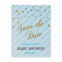 Sweet Baby Blue en Gold Confetti - Sla de datum op