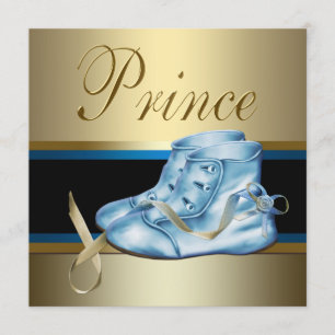Sweet Baby Blue en Gold Prince Baby shower Kaart