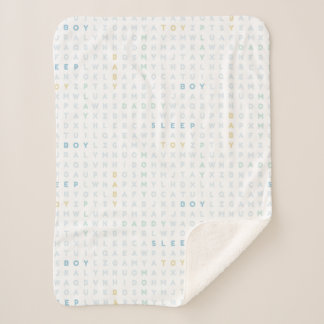 Sweet Baby Boy Alphabet ABCs Pastel Colors Blue Sherpa Deken