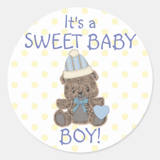 Sweet Baby Boy Beer Ronde Sticker (Voorkant)