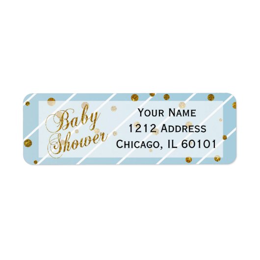 Sweet Baby Boy Blauw en Gouden Confetti Etiket (Voorkant)